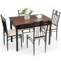 Costway 5 Piece Dining Set Wood Metal Table and 4 Chairs Kitchen Breakfast Furniture - Image 1