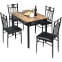 Costway 5 Piece Dining Set Wood Metal Table and 4 Chairs Kitchen Breakfast Furniture - Image 1