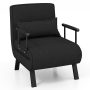 Costway Folding 6 Position Convertible Sleeper Bed Armchair Lounge Couch w/ Pillow Black - Image 1