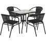 Flash Furniture 5-Piece 28" Square Indoor/Outdoor Patio Table and Rattan Chairs Set, Gray - Image 1