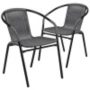 Flash Furniture Lila Indoor/Outdoor Stacking Rattan Patio Chairs, Set of 2, Gray - Image 1