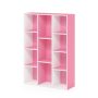 Furinno 11-Cube Reversible Open Shelf Bookcase, White/Pink - Image 1