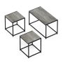 Furinno 3-Pcs Modern Wood and Metal Living Room Table Set, Americano / French Oak Grey - Image 1