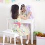 Guidecraft Kids' Vanity and Stool Set - Lavender: Little Girls Pretend Play Princess Desk and Chair, Makeup Mirror with Storage Drawer - Image 1