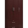 Hodedah 3 Door Bedroom Armoire with Drawers, Mahogany - Image 1