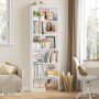 Homfa 6 Tier Tall Bookshelf and Bookcase, Wooden Bookcase Display Shelf for Living Room Home Office Library Storage, White - Image 1