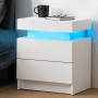 Hommpa Modern LED Nightstand with 2 Drawers High Gloss Led Light Bedside Table Storage Black Night Table with Lights End Side Table with Drawer for Bedroom 20.5" Tall - Image 1