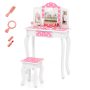 Princess Pretend Play Makeup Dressing Table with Cute Polka Dot Print - Image 1