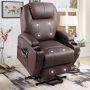 Lacoo Power Lift Recliner with Massage, Black Faux Leather - Image 1
