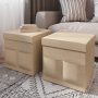 Lavish Home Set of Two 15-inch Foldable Ottomans with Storage Pockets, Beige - Image 1