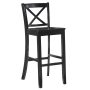 Linon Torino 30" Cross-Back Indoor Wood Bar Stool, Black - Image 1