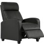 Modern Home Theater Recliner in Faux Black Leather Manual - Image 1
