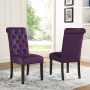 Roundhill Furniture Leviton Solid Wood Tufted Asons Dining Chair (Set of 2), Purple - Image 1
