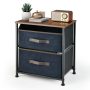 20 Inch Height Industrial Nightstand with 2 Pull-out Fabric Drawers - Image 1