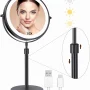 8 Inch Makeup Mirror With Light Lamp 10X Magnification 3 Color Lights,Adjustable Brightness Height Standing Cosmetic Mirror - Image 1
