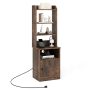 Bedside Tables Tall Nightstands with 5 Open Shelf and Cabinet - Image 1
