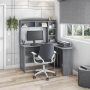 Techni Mobili Modern L-Shaped Desk with Hutch, Gray - Image 1