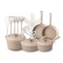 Thyme & Table 18-Piece Non-stick Diecast Cookware & Silicone Utensil Set, Pots and Pans Set - Atlantic Blue - Image 1