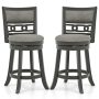 26" Counter Height Bar Chair with Wooden Frame Swivel Seat and Footrest for Pub Bar Restaurant - Image 1
