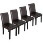 ZENY 4 Pieces Simple Style Parson Chair Urban Leather Dining Seats, Brown - Image 1