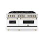 ZLINE - Autograph 60" Legacy Dual Fuel Range w/ 9 Burners & White & Bronze Accents (RAZ-WM-60-CB) - Multicolor - Image 1