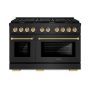 ZLINE - 48 in. Wide 8 Burner Autograph 6.7 cu. ft. Freestanding Paramount Dual Fuel Range with Bronze Helix Handles - Black Stainless Steel - Image 1