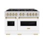 ZLINE - 48 in. Wide 8 Burner Autograph Classic Double Oven Dual Fuel Range with White and Bronze Accents (CDRZ-WM-48-CB) - White - Image 1