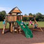Canyon Creek Outdoor Kid's Playground Set w/ Rockwall, Upper Fort, Swing Set, Green Wave Slide, and PlaySet Kitchen - Image 1