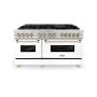 ZLINE - Autograph 60 in. Legacy Dual Fuel Range in Satin Steel w/ White & Gold Accents (RASZ-WM-60-G) - Stainless Steel - Image 1