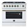 Forno Appliances - 36 in. Wide 6 Burner Marco 5.36 Cu. Ft. Freestanding Gas Convection Range with Hidden Bake Element - White - Image 1