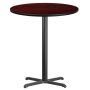 36 in. Round Black and Mahogany Laminate Table Top with 30 in. x 30 in. Bar Height Table Base - Image 1