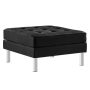 Loft Silver BlackTufted Button Upholstered Faux Leather Ottoman - Image 1