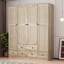 Brown Wood Grain 59 in. W Rattan Doors Design Armoires Wardrobe with 5-Drawers, 2-Hanging Rods (70.8 in. H x 18.8 in. D) - Image 1