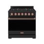 36 in. Wide 6 Burner Gordon Ramsay Series by Thor Kitchen 6.0 Cu. Ft Freestanding Gas Range with Rose Gold Hardware - Black - Image 1