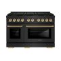 ZLINE - 48 in. Wide 8 Burner Autograph Black Stainless Paramount Dual Fuel Range w/ DuoPro Cooktop & Bronze Accents - Black Stainless Steel - Image 1