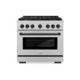 ZLINE - 36 in. Wide 6 Burner Autograph Paramount Dual Fuel Satin Steel Range with Black Accents (SDRSZ-36-MB) - Stainless Steel - Image 1