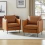 Hajo Grey Vegan Leather Armchair with Metal Legs (Set of 2) - Image 1