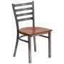 Hercules Natural Seat/Clear Coated Metal Frame Wood with Clear Coat Ladder Back Restaurant Chair - Image 1