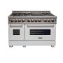 ZLINE - 48 in. Wide 7 Burner Legacy Dual Fuel Range in Satin Stainless Steel w/ White Matte Doors (RAS-WM-48) - Matte White - Image 1