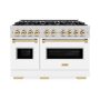 ZLINE - 48 in. Wide 8 Burner Autograph Classic Double Oven Dual Fuel Range with White and Gold Accents (CDRZ-WM-48-G) - White - Image 1