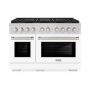 ZLINE - 48 in. Wide 8 Burner Paramount Gas Range withDual Ovens with White Matte Doors (PSGR-WM-48) - Stainless Steel with White Matte Door - Image 1
