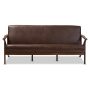 Bianca 72.1 in. Dark Brown Fabric 4-Seater Cabriole Sofa with Wood Frame - Image 1