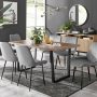 Wood Effect Top Rectangular Dining Table With U-shape Black Metal Legs 6 - Person Dining Set - Image 1