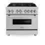 ZLINE - 36 in. Wide 6 Burner Legacy Dual Fuel Range w/ Gas Cooktop & Electric Oven  (RA-BR-36) - Stainless Steel/Brass Burners - Image 1