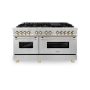 ZLINE - Autograph 60" Legacy Dual Fuel Range w/ 9 Burners & Polished Gold Accents (RAZ-60-G) - Steel/Polished Gold - Image 1