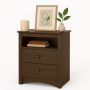 Fremont Espresso 2-Drawer 23.25 in.W Nightstand Side Table w/Open Shelf Night Stand Bedside Table Nightstand for Bedroom - Image 1