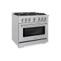 ZLINE - 36" Select Dual Fuel Stainless Steel Range w/ 6 Brass Burners & Convection Oven (HDR-BR-36) - Stainless Steel - Image 1