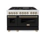 ZLINE - 48 in. Wide 7 Burner Autograph Legacy Dual Fuel Range in Satin Steel w/ Black & Bronze Accents (RASZ-BLM-48-CB) - Black Matte - Image 1