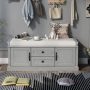 Gray Wash Storage Bench with 2 Drawers and 2 cabinets for Living Room, Entryway (42.5''W x 15.9''D x 17.5''H) - Image 1