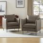 Hajo Grey Vegan Leather Armchair with Metal Legs (Set of 2) - Image 1